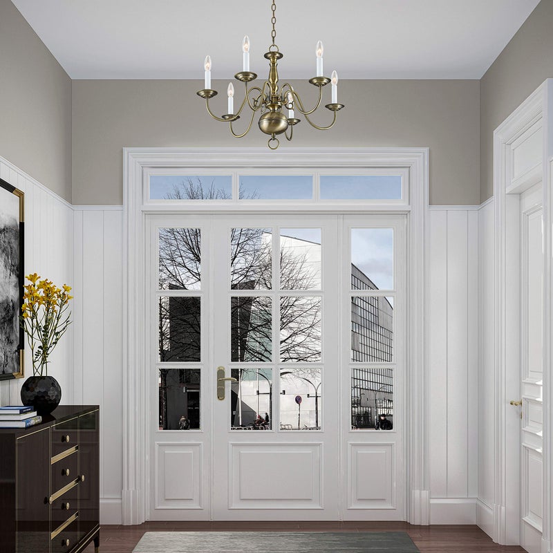 Livex ثريا لايفكس لايتنج 5006-01 ويليامزبيرغ 6 ضوء نحاسي عتيق - Image 4